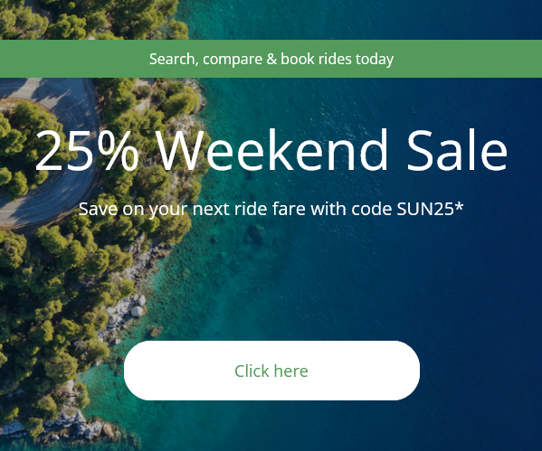 25% Weekend Sale. Use promo code SUN25 before midnight 18/09/2023.*